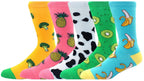 Cotton Novelty Crew Socks – Colorful Animal Print for Casual Halloween Wear