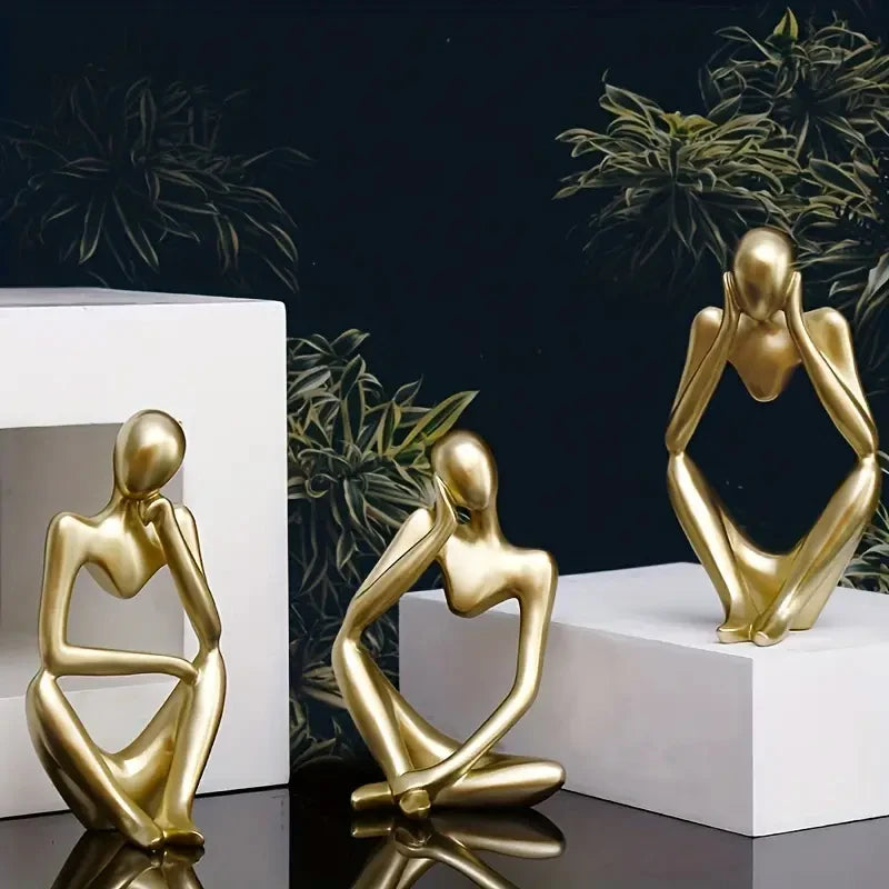 Abstract Figure Sculpture – Minimalist Resin Ornament for Modern Home Decor