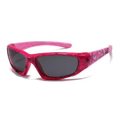 Polarized Spider Web Kids Sunglasses – UV400 Outdoor Sport Shades for 3-9y