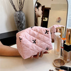 Embroidered Bow Cosmetic Bag – Large Capacity Toiletry Organizer for Travel