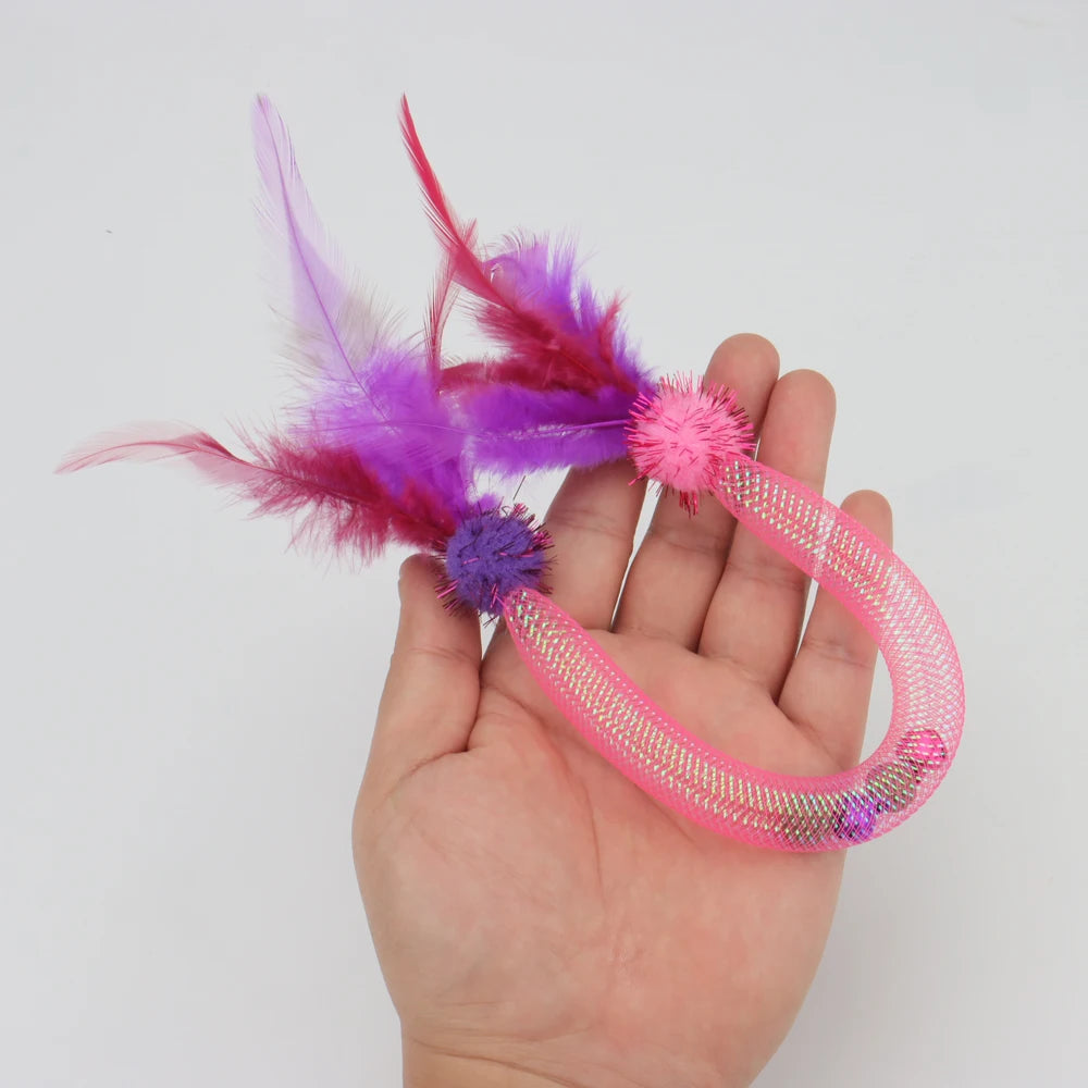 Interactive Cat Feather Ball – Plush Mint Toy for Kitten Play