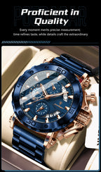 Stainless Steel Chronograph Watch – Luminous Waterproof Quartz for Men