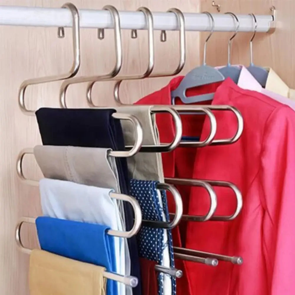 5-Tier Multi-functional Pants Hanger – Non-slip Closet Storage Organizer