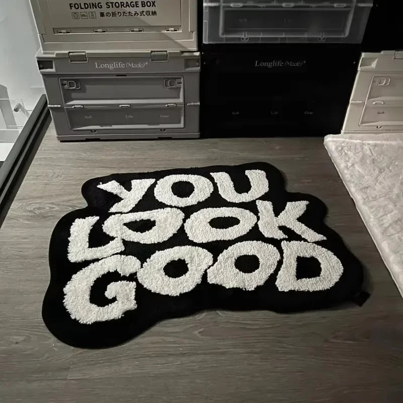Irregular Letter Floor Mat – Soft Anti-Slip Faux Cashmere Rug for Bedroom