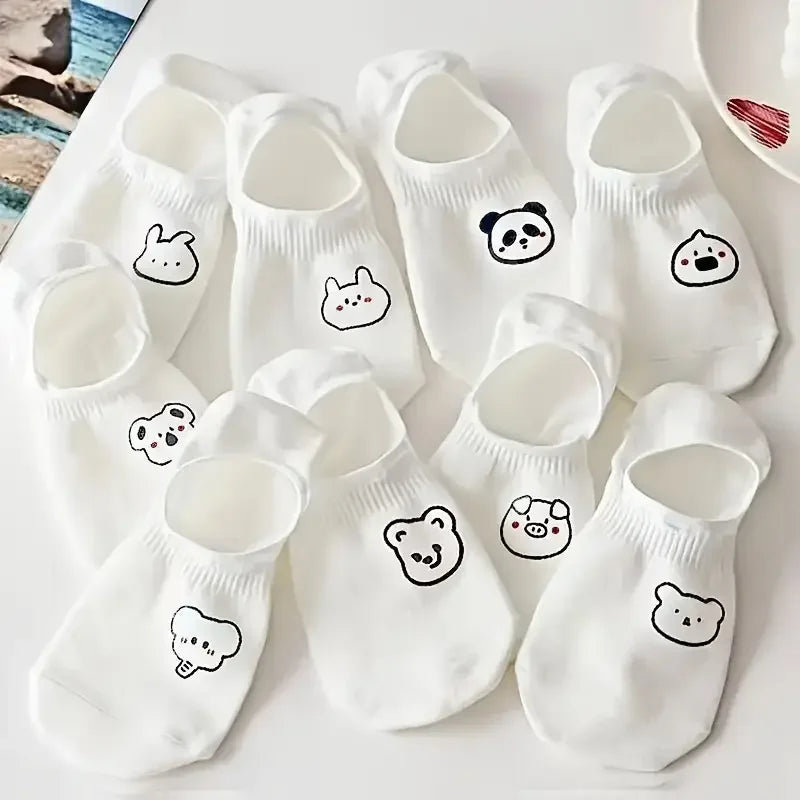Cute Pattern Boat Socks – Breathable Cotton Low Cut Liners for Women