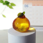 Hand Blown Glass Figurine – Yellow Crystal Fruit Paperweight for Home Decor
