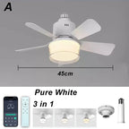 Smart RGB Ceiling Fan – E27 Bluetooth Lamp for Bedroom Decor