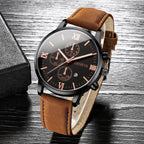 Leather Quartz Calendar Watch – Elegant Fashion Accessory for Men and Women