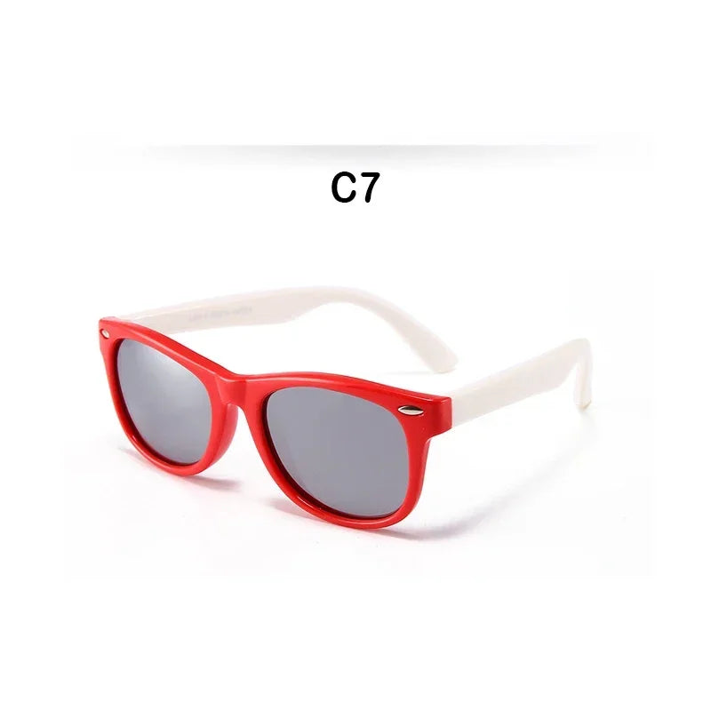 Polarized TR90 Kids Sunglasses – UV400 Silicone Shades for Outdoor Activities