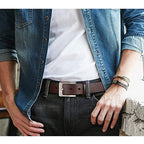 Genuine Leather Mens Belt – Adjustable Luxury Cowskin Strap for Jeans