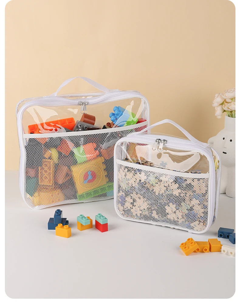 Transparent Toy Storage Bag – Large Capacity Organizer for Kids Block Toys