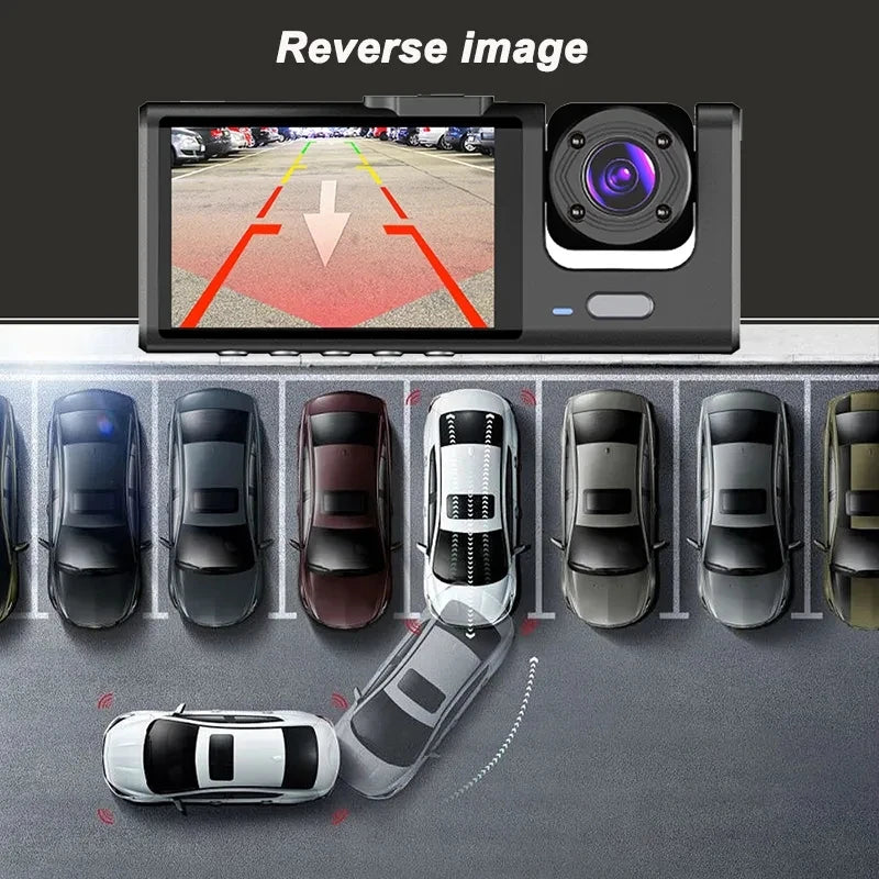 Triple Lens Dash Cam – 1080P Front and Rear Vehicle Recorder for Night Vision