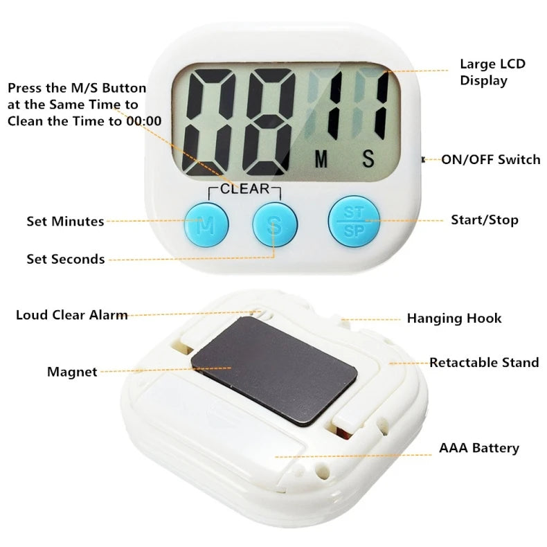 Digital Kitchen Timer – Magnetic Countdown Clock for Cooking and Classroom