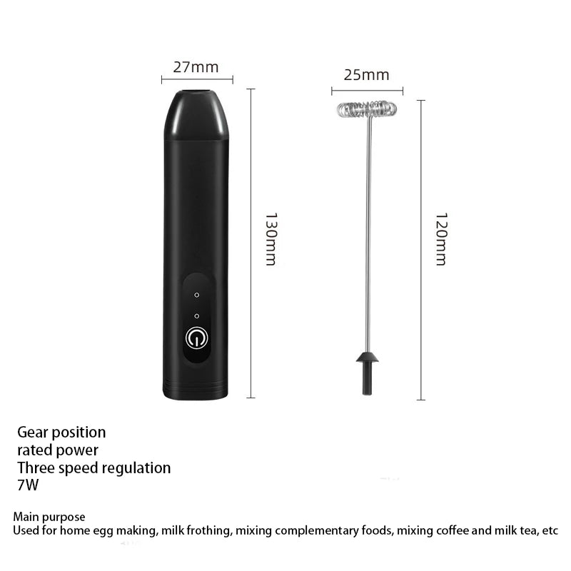 Electric Handheld Milk Frother – Portable Battery Foam Mixer for Coffee