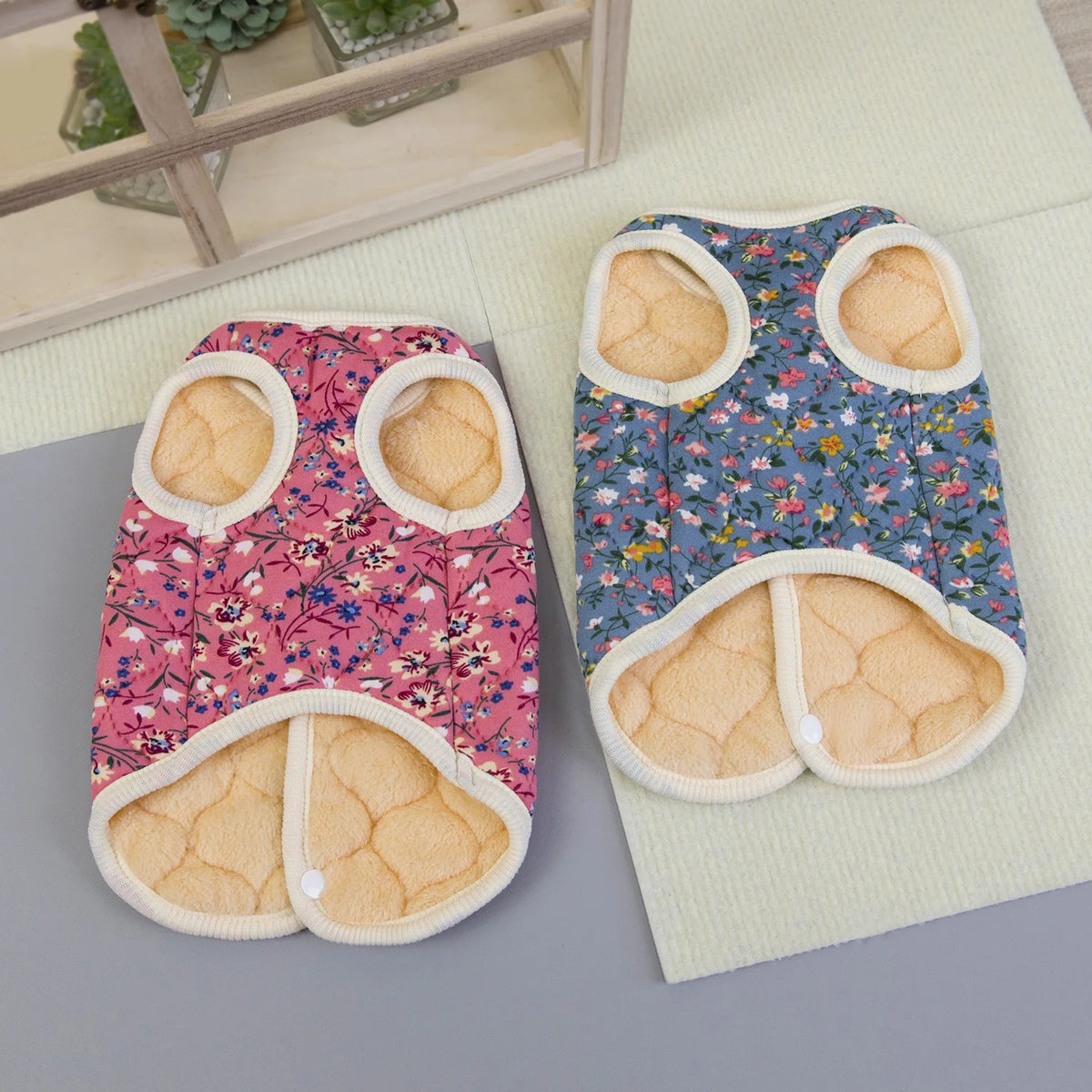 Floral Fleece Vest – Warm Winter Apparel for Small to Medium Dogs and Cats