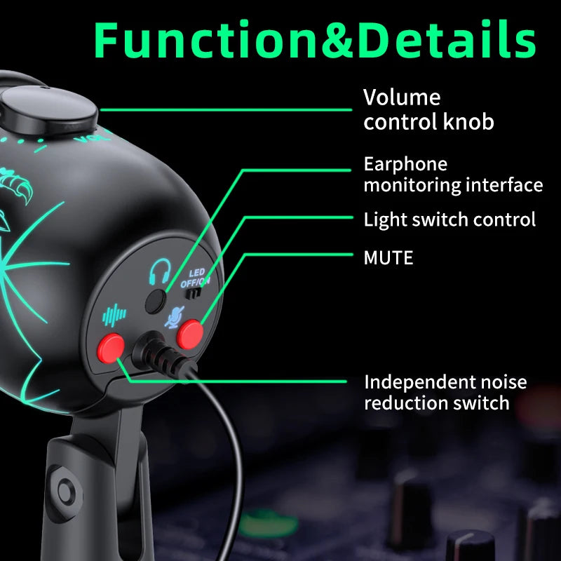 USB Gaming Microphone – Noise Cancelling Condenser for Podcast Recording