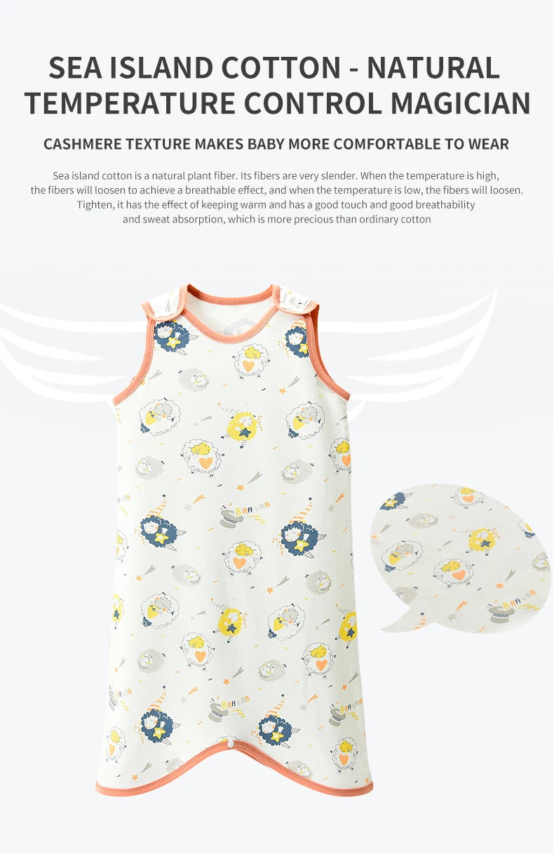 0.5 TOG Baby Sleeping Bag – Cartoon Print Cotton Sleeveless Sleep Sack for Summer