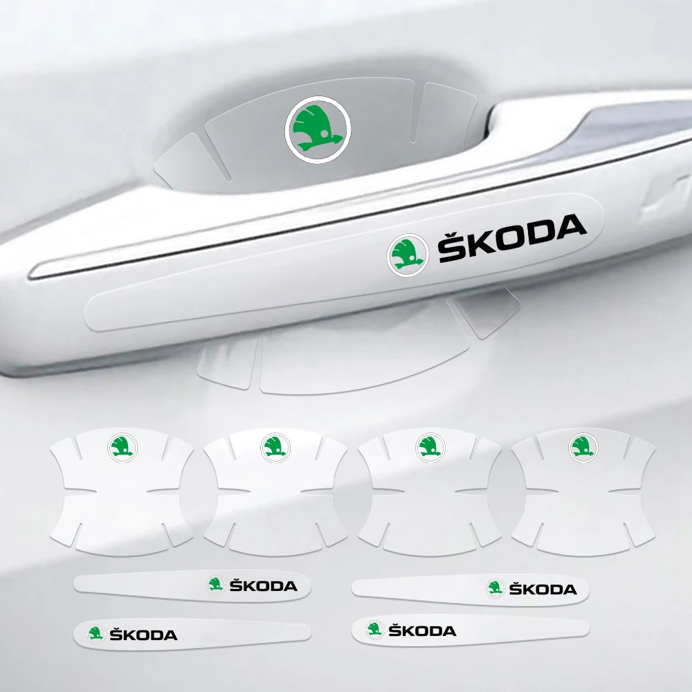 Transparent Car Door Handle Protectors – Anti-Scratch Film for Skoda Models