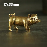 Pure Brass Pig Figurine – 3.3cm Chinese Zodiac Statue for Home Decor
