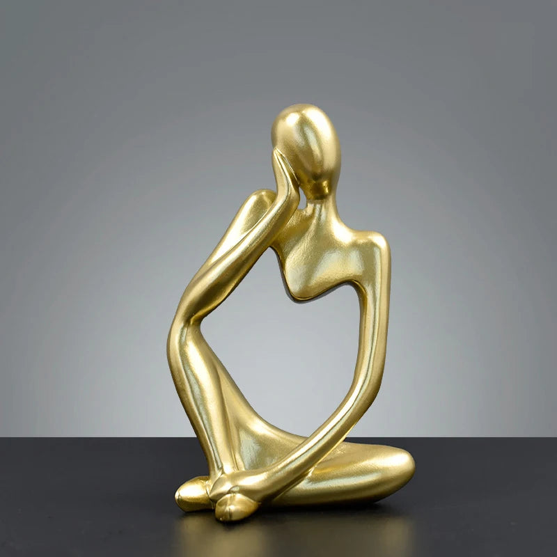 Abstract Figure Sculpture – Minimalist Resin Ornament for Modern Home Decor