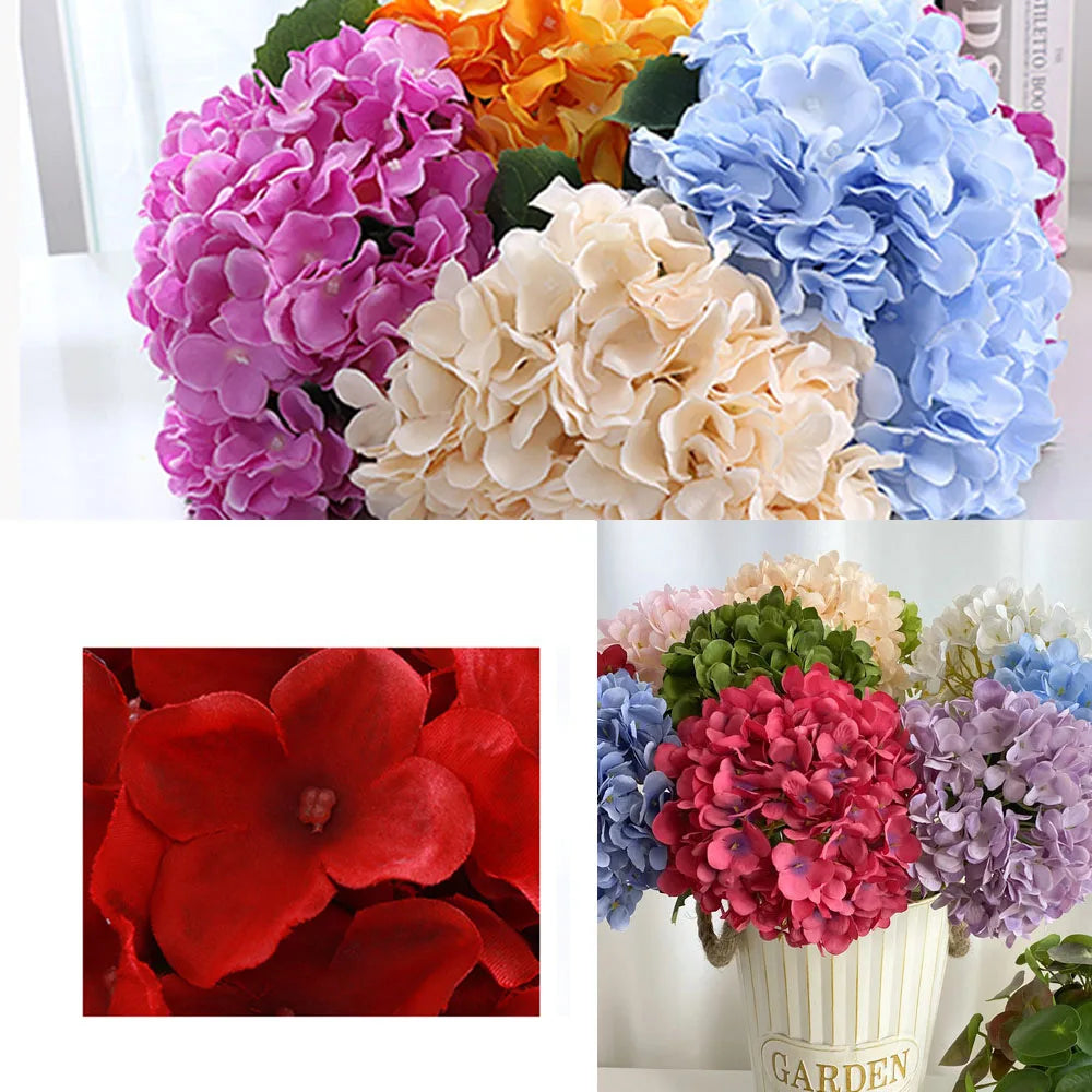 Silk Hydrangea Bouquet – 58cm Artificial Flowers for Wedding Home Decor