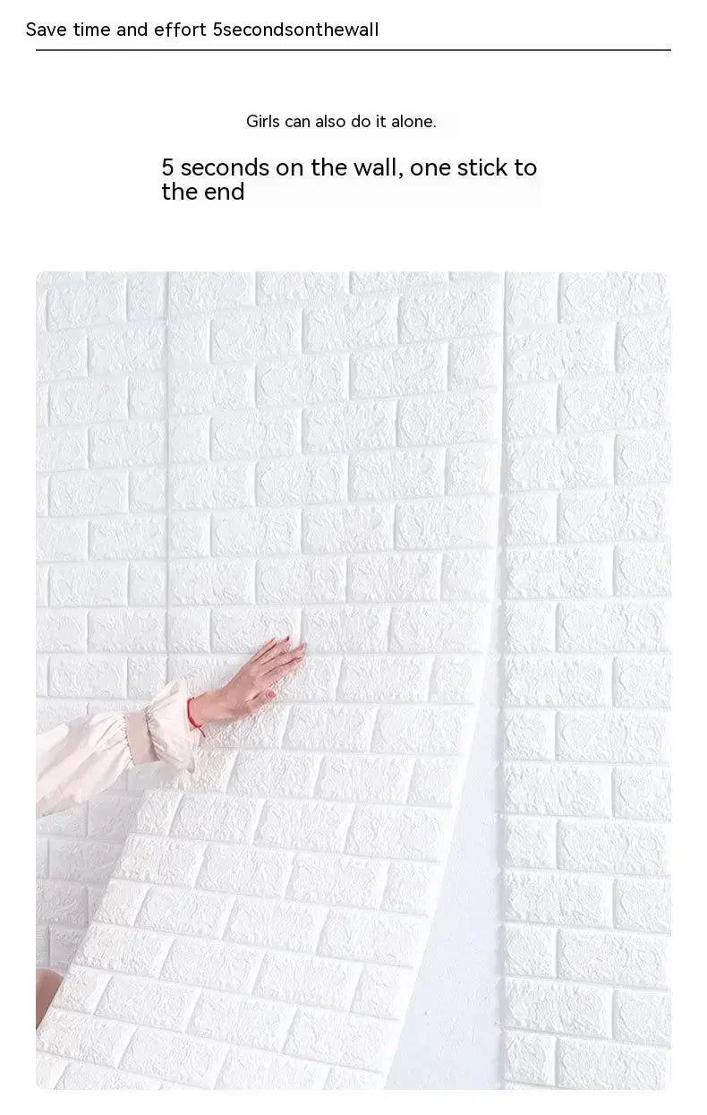 Self-Adhesive 3D Foam Brick Wallpaper – Waterproof Wall Decor for Home Living