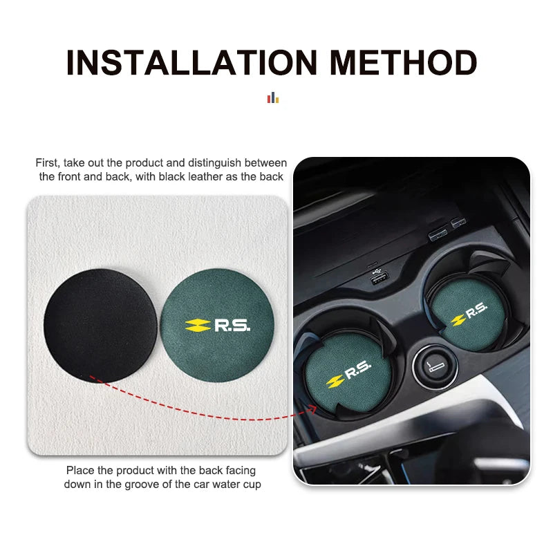 Suede Car Cup Holder Coasters – Anti-Slip Accessories for Renault Vehicles