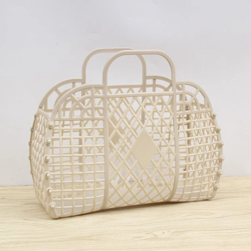 Foldable Mesh Laundry Basket – Portable Plastic Bin for Bathroom Organization
