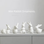 Ceramic Rabbit Figurine – White Porcelain Bunny Decor for Home Office