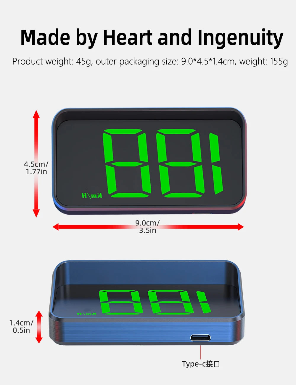 GPS Digital Head Up Display – Windshield Speedometer for Universal Auto