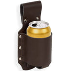 Vintage Leather Belt Bag – Adjustable Bottle Holster for Hiking and Camping