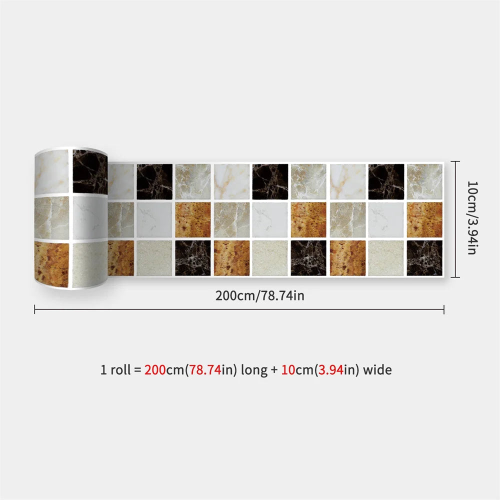 Self-Adhesive Waist Line Stickers – Waterproof Border Mural for Kitchen Decor