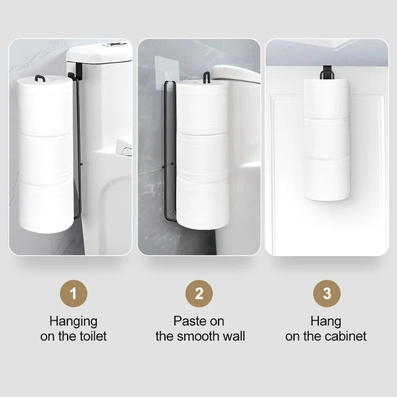 Adhesive Toilet Paper Holder – Wall Mount Bathroom Organizer for Kitchen Storage