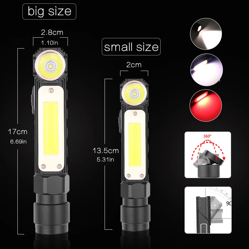 Rechargeable LED Work Light – Magnetic COB Flashlight for Outdoor Repairs