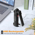 Rechargeable Magnetic Work Light – 360 Rotating Flashlight for Repair Camping