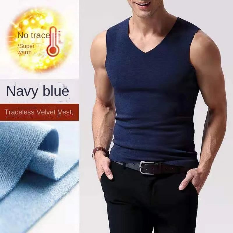 Thermal Men's Undershirt – Seamless Velvet Heating Vest for Winter Warmth