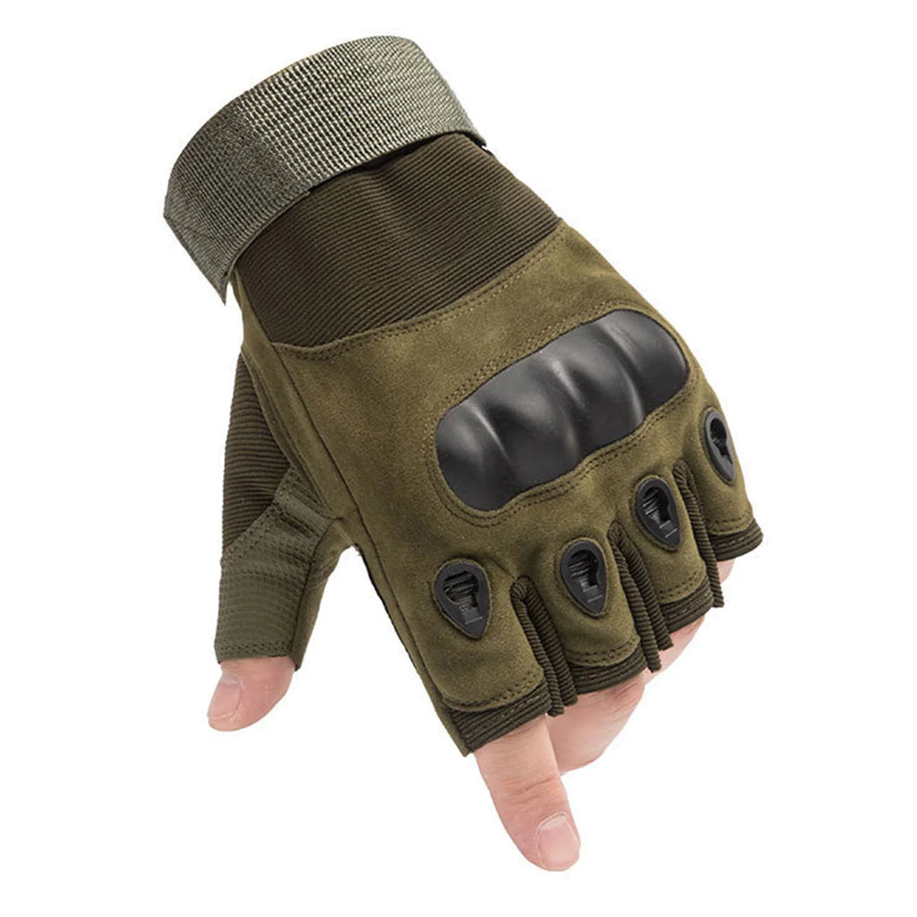 Tactical Fingerless Gloves – Hard Shell Knuckle Protection for Outdoor Sports