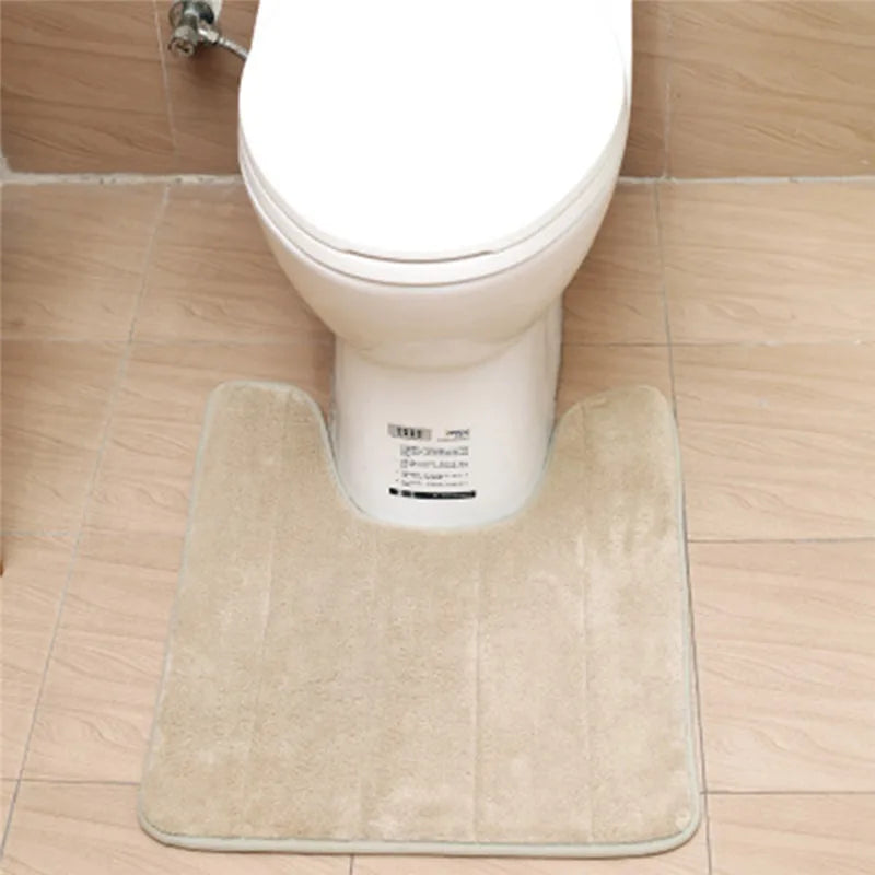 U-Shaped Memory Foam Bath Mat – Absorbent Non-Slip Rug for Bathroom Toilet
