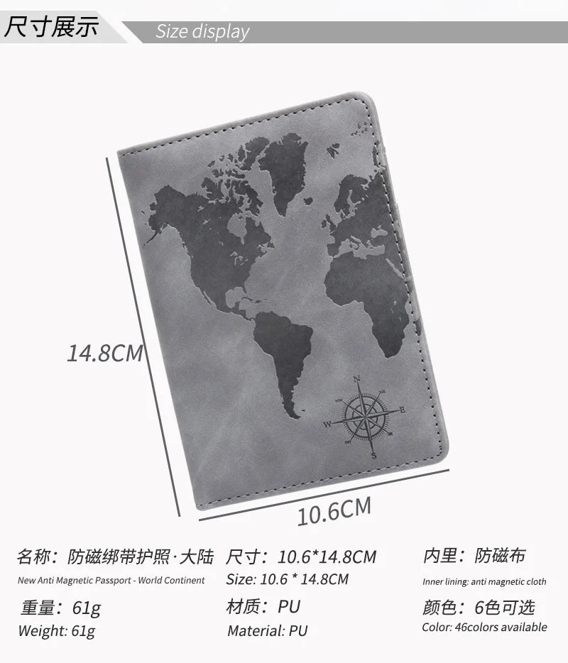 Personalized Passport Cover – RFID Blocking World Map Design for Travel