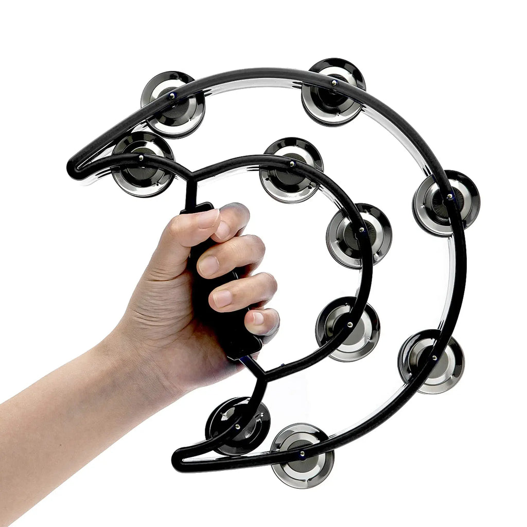 Half-Moon Tambourine – Double Row Metal Jingles for Musical Performances
