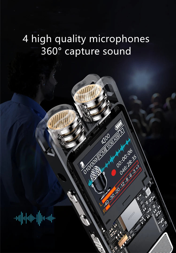 Digital Voice Recorder – Stereo PCM Dictaphone for Meetings and Transcription