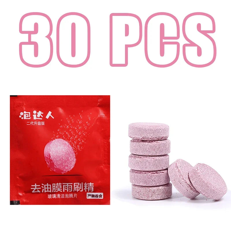 Effervescent Glass Cleaner Tablets – Concentrated Windshield Wash for Car Care