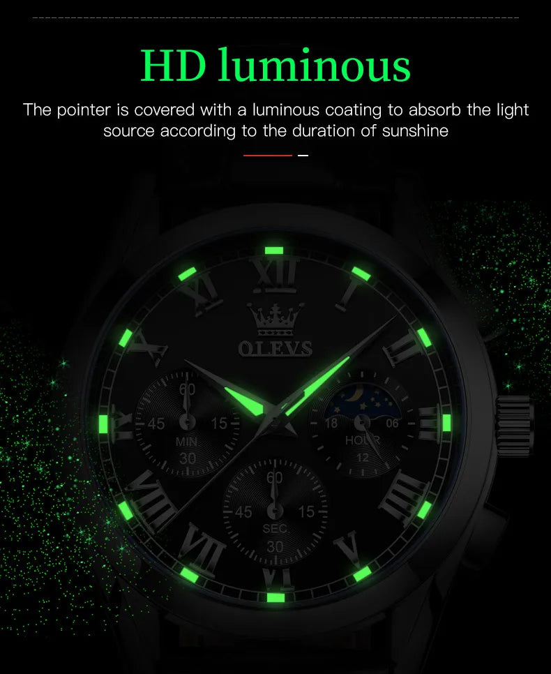 Leather Quartz Watch – Waterproof Noctilucent Timepiece for Business Men