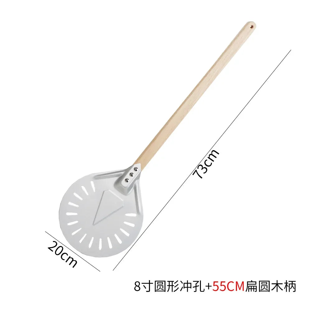 Perforated Aluminum Pizza Peel – Non-Slip Wooden Handle for Home Baking