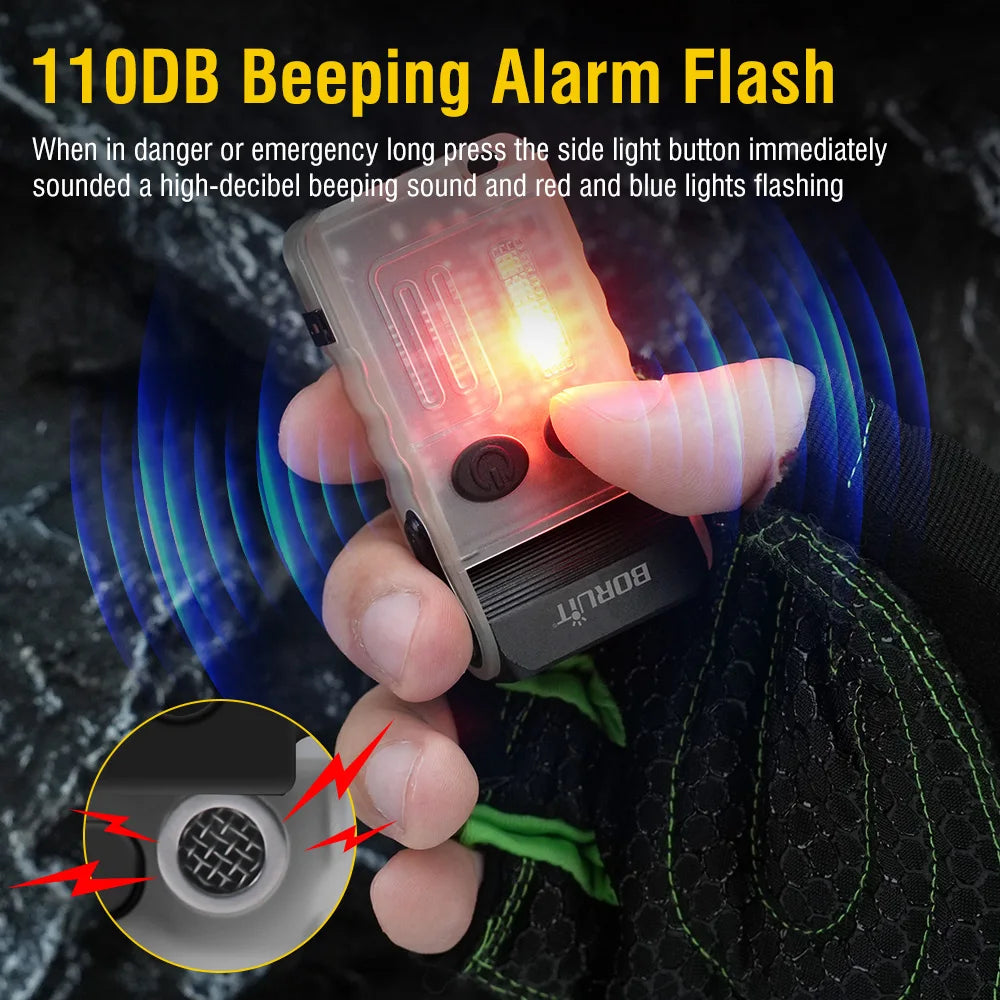 Rechargeable LED Keychain Flashlight – UV and Buzzer for Outdoor Camping