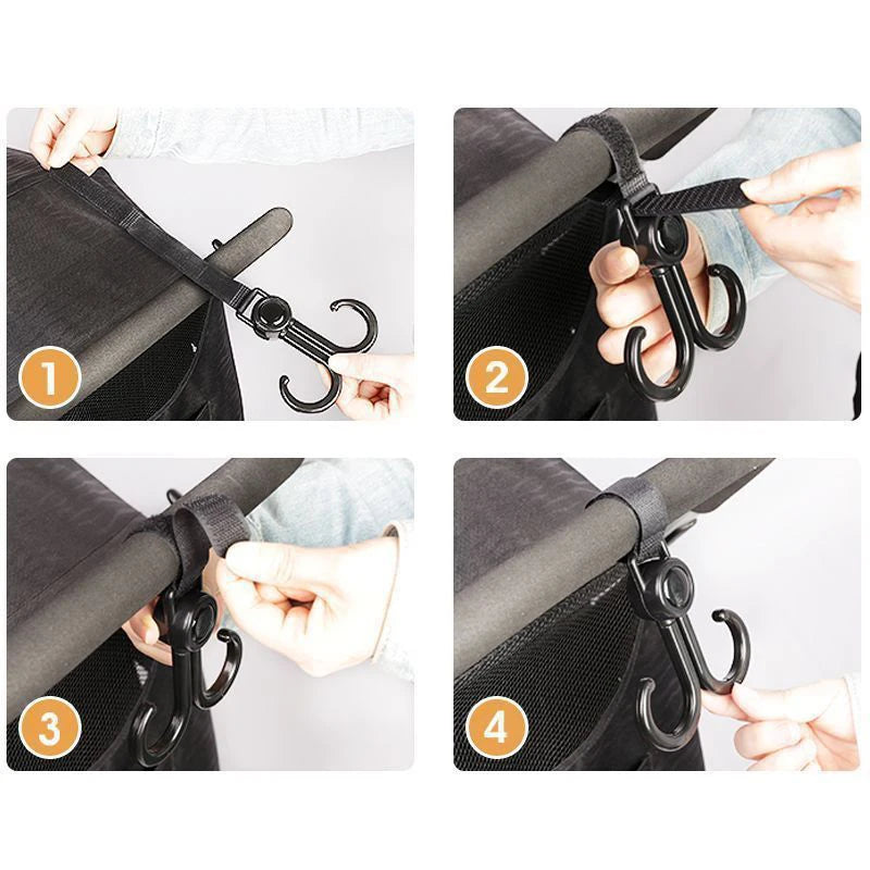 Rotating Stroller Hook – Double Hanger for Baby Gear Organization