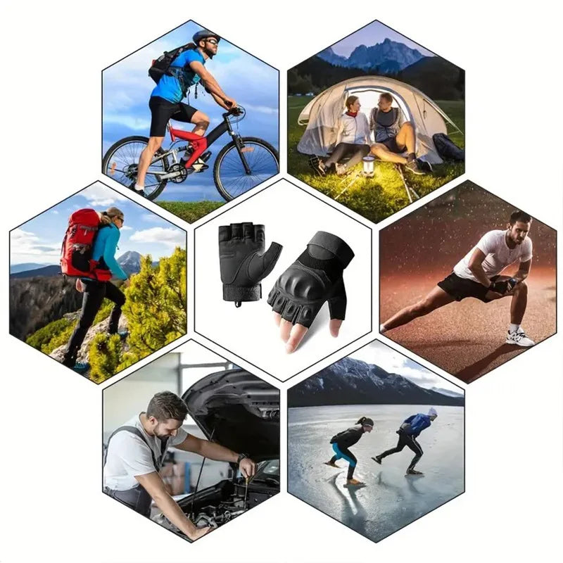 Tactical Fingerless Gloves – Hard Shell Knuckle Protection for Outdoor Sports