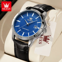 OLEVS Quartz Wristwatch – Leather Strap Classic Date for Men's Business