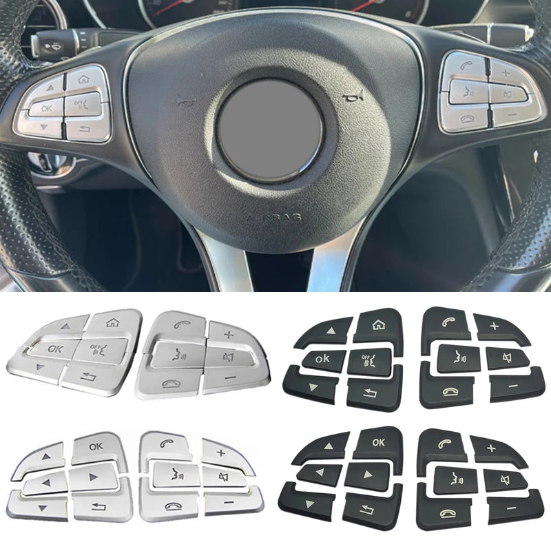 Steering Wheel Button Trim – Decorative Stickers for Mercedes Benz Interior