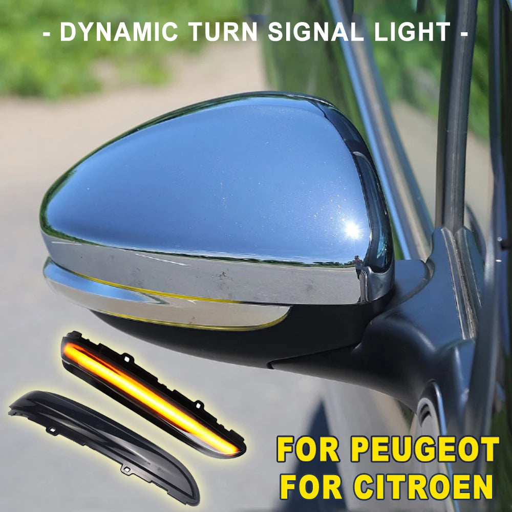 Dynamic LED Side Mirror Turn Signals – Sequential Indicators for Peugeot Citroen